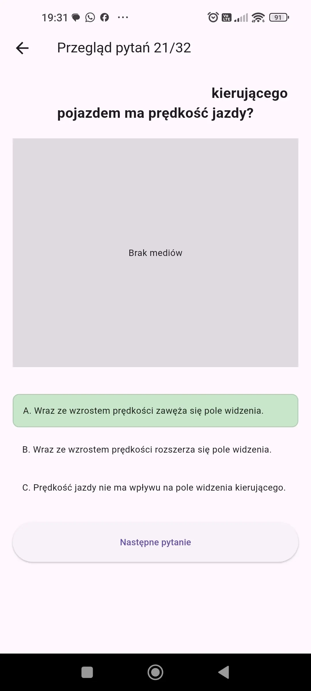 Ekran statystyk użytkownika — aplikacja E-Prawo Jazdy